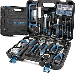 Sundpey Home Tool Kit 148-Pcs - Household Basic portable Hand Repair Tool Set with Case & Ratcheting Screwdriver & Hex Key & Pliers & Wrenc...