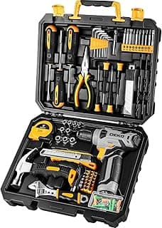 DEKOPRO Tool Set：Tool Kit with 8V Cordless Drill,Tool Box with Drill,Hand Drill Set for Men & Women,Home Tool Kits for House Repair,Handyma...