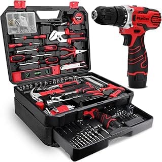 KingTool 276-Piece Tool Set Kit - Tool kit with 12V Cordless Power Drill Driver Toolbox Storage Case with Drawer, Drill Set Perfect for Hom...