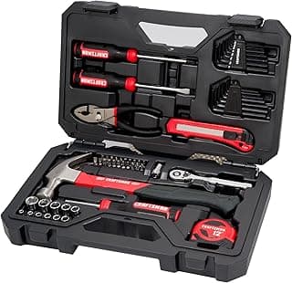 CRAFTSMAN 57 Piece Mechanics Tool Set Home Tool Set, Sockets, Ratchet, Screwdrivers, Hammer, Pliers, Hex Keys, Specialty Bits Hand Tools (C...